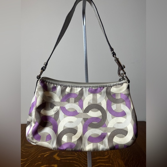 Coach Madison Sabrina Opt Art mini Purple and Gray Geometric Shoulder Bag - Picture 2 of 10